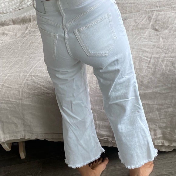 White Denim High Waist Crop - Picture 2 of 4